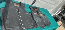 Two Men s Xl Leather Vest, One With Harley Patches One W Buffalo 5 Cent Buttons