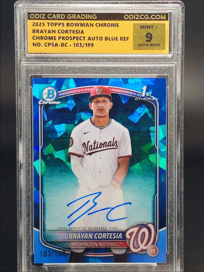 BRAYAN CORTESIA 2025 BOWMAN CHROME 1ST SAPPHIRE AUTO /199 ODIZCG 9 Q4247
