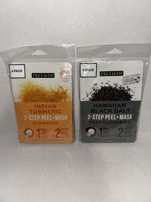 Freeman Two-Step Face Masks - 8 Pack - Indian Turmeric & Hawaiian Black Salt