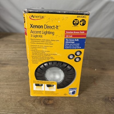 Amertac Xenon Under Cabinet 3 Puck Light Kit Bronze Dimmable Plug-In XPV30RCL