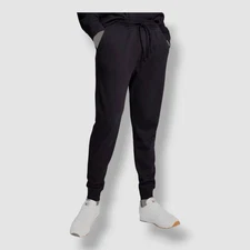 And Now This Men's Black Washed Soft Knit Fleece Drawstring Jogger Pants Size L