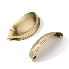 10 Pack 3" Gold Drawer Pulls Brushed Brass Cabinet Cup Pulls Kitchen Hardware...