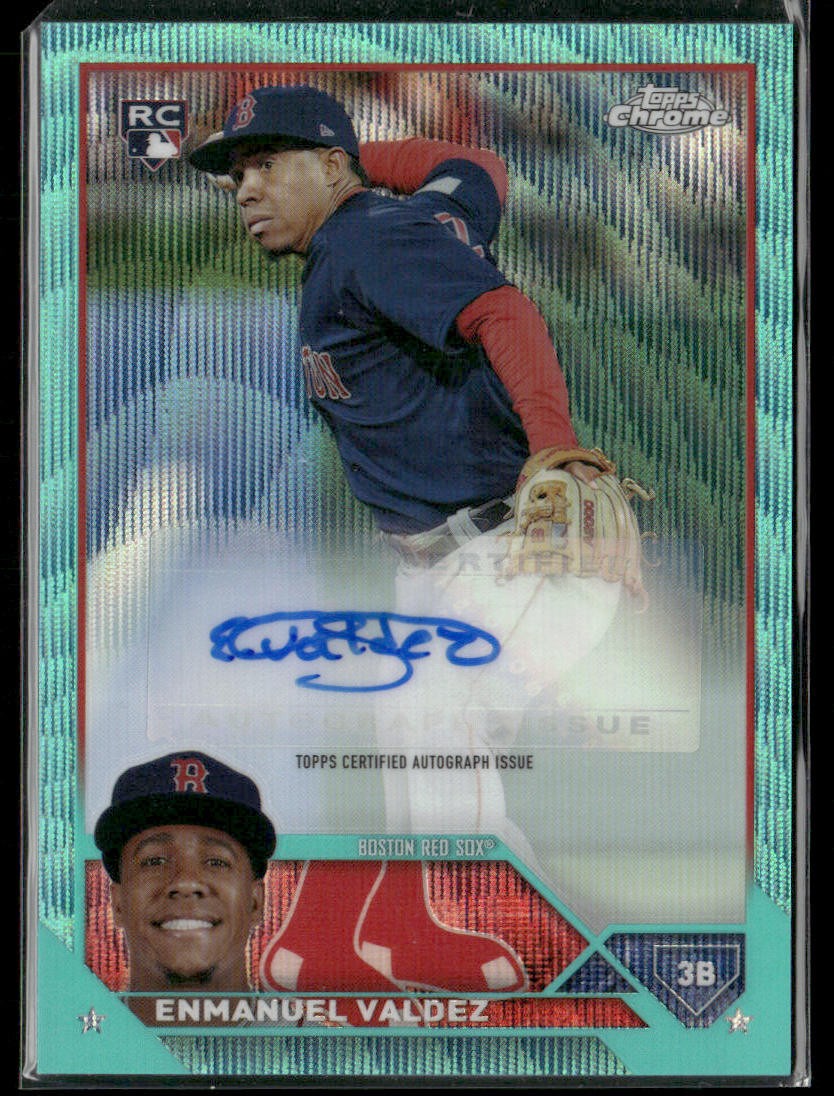 2023 Topps Chrome Update #AC-EV Enmanuel Valdez Autographs Aqua Wave #/199