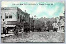 Broadway West from Main Street Excelsior Springs Missouri Budweiser Beer c1910