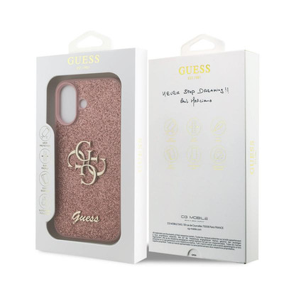 Guess PU Fixed Glitter Big 4G Metal Logo Case for iPhone 17 6.3'' Pink