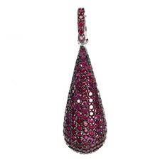 925 Sterling Silver Pendant Ruby Myanmar Round Diamond Cut Gemstone Jewelry