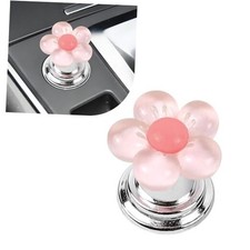 Car Push Start Button Cover, Cute Flower One-Touch Start Button with Push Pink