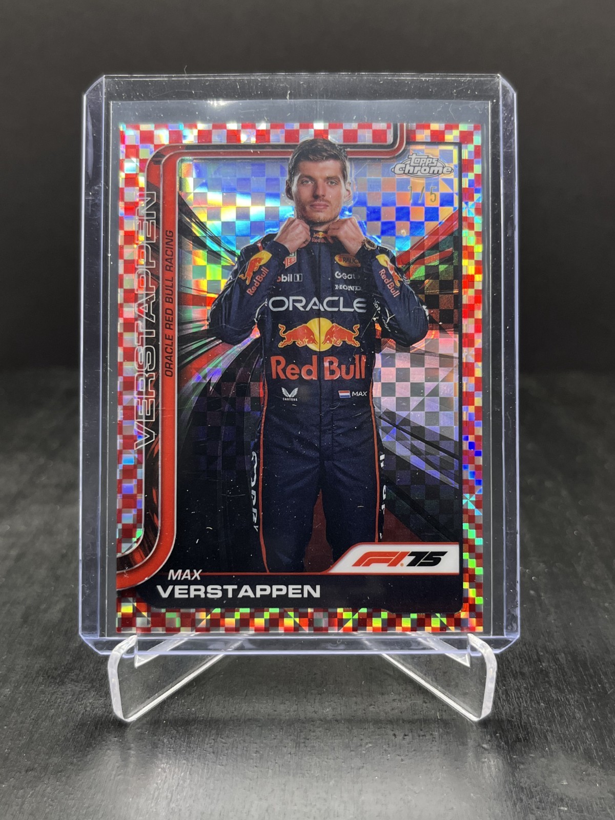 2025 Topps Chrome Formula 1 Max Verstappen Portrait Red Checker 1/5 #1 Bookend