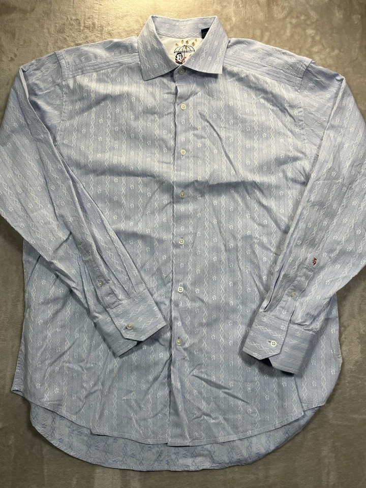 Robert Graham Shirt Mens Size XL Blue Geometric Button Down Collared Cotton - Image 3 of 4