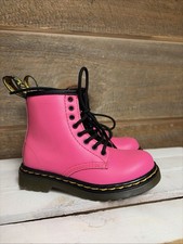 Doc Martens 1460 Bright PINK Leather Combat Lace Up Zip Boots Toddler Sz 8 Rare
