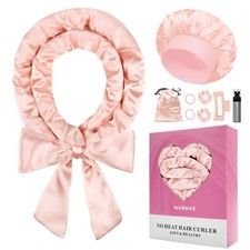 weiwei Satin Heatless Curls Overnight Hair Curler Headband, No Heat, 9 Pcs