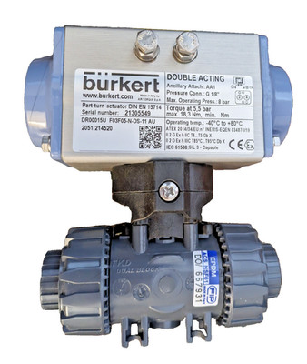 NEW Burkert DN15 Pneumatic Ball Valve  Double Acting Actuator 00261176 EN 15714