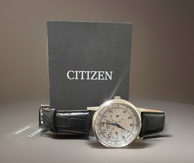 Citizen Eco-Drive Silver Dial Black Leather Men's Watch AO9000-06B