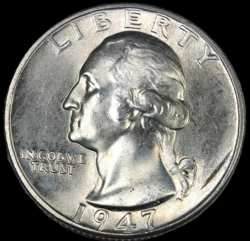 1947 D Washington quarter - CHOICE GEM BU / FREE SHIPPING- SMH- 205