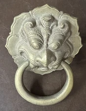 Antique Brass Dragon Face Door Knocker