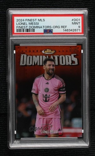 2024 Topps Finest MLS Dominators Orange Refractor 7/25 Lionel Messi PSA 9 MINT