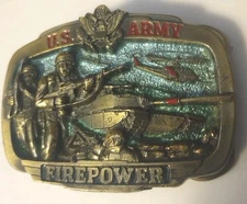 US Army Fire Power The Great American Buckle company Vintage Tank Helicopter