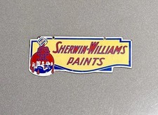 VINTAGE 12” SHERWIN WILLIAMS PAINT PORCELAIN SIGN CAR GAS OIL MOTORCYCLE