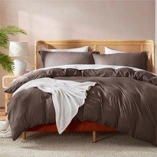 California King Duvet Cover Set 3 Piece Soft Microfiber Chocolate Brown 104x98