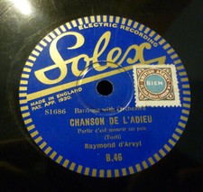 RAYMOND D'ARVYL toute ma vie un baiser - chanson de l'adieu / SOLEX 