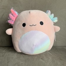 NWT New Squishmallows 8" Plush Archie the Axolotl Light Pink Rainbow Belly