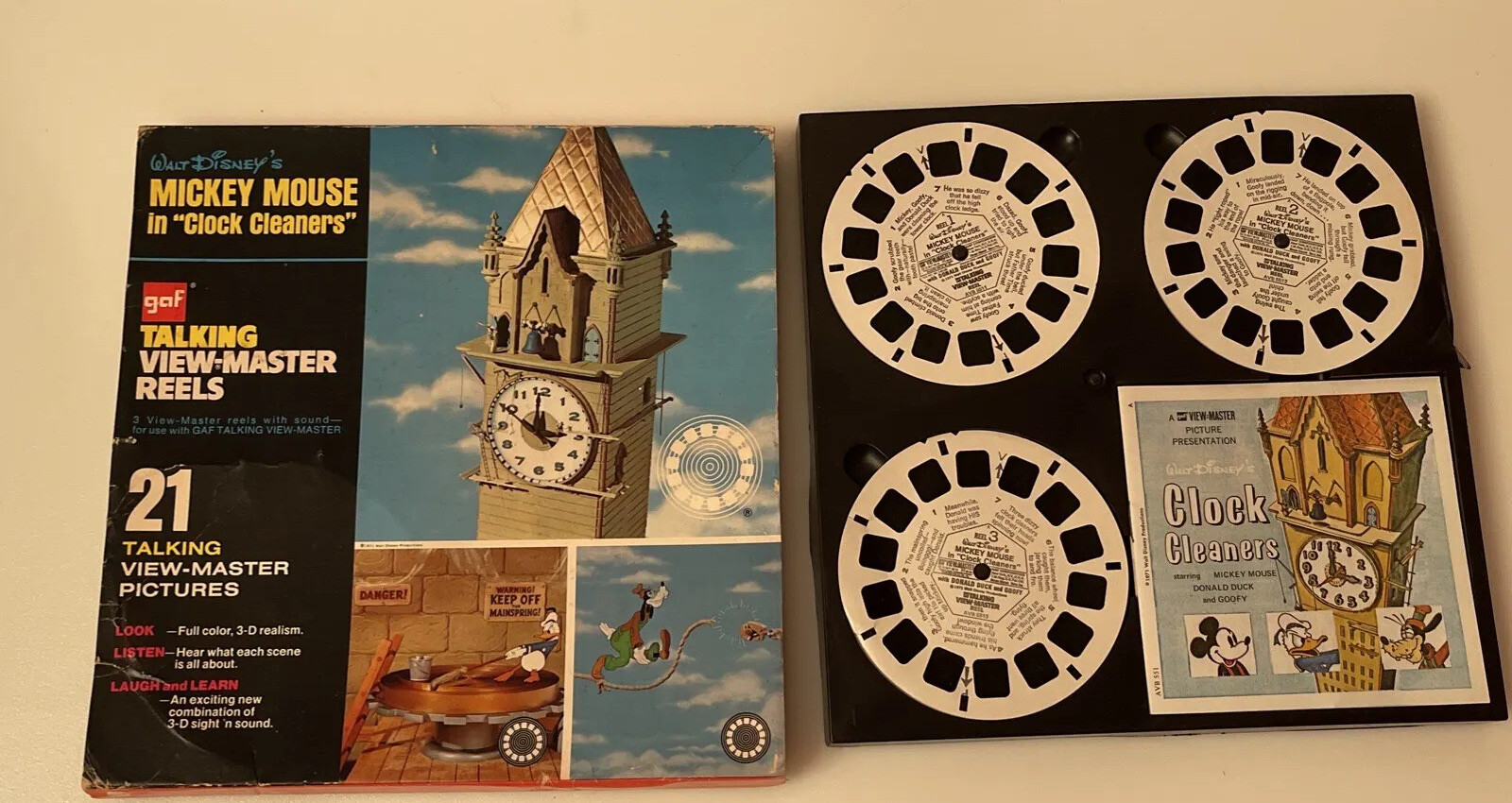 GAF Talking View Master Reels MICKEY MOUSE CLOCK CLEANERS 1973