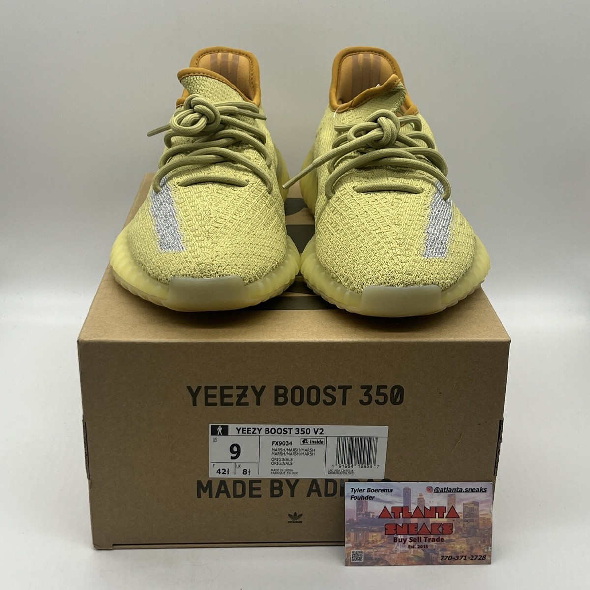 Size 9 - adidas Yeezy Boost 350 V2 Marsh Brand New Og All Yellow
