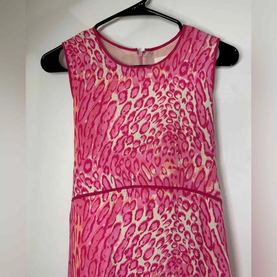 JB by Julie Brown Pink Leopard Sheath Sleeveless Linen Blend Dress Size 2 - Image 2 of 4