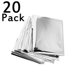 20 Pack Emergency Mylar Thermal Blankets, Individually Sealed, 52" x 82"