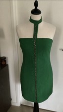 Robe bustier dos-nu VERSACE Couture taille 36/38 vert strass très bon état