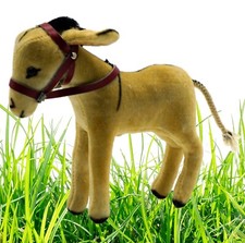 Vintage 1950's Steiff Donkey Beige With Reins / Straps No IDs Miniature