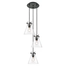 Innovations Newton-C 3Lt 8" CM Pendant, 10" Cpy, BK/CL - 113-410-1PS-BK-G411-8CL