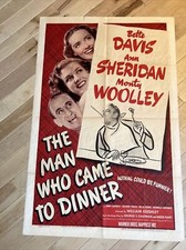 1942 one sheet THE MAN WHO CAME TO DINNER  bette davis monty wooley