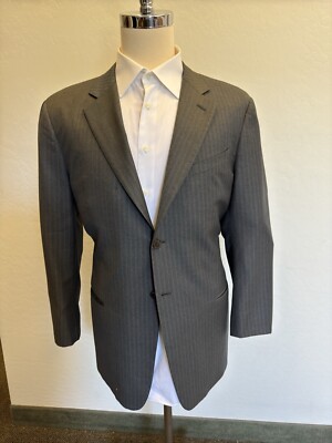 ARMANI COLLEZIONI Made in Italy Gray Pin Striped S 150's Wool Suit