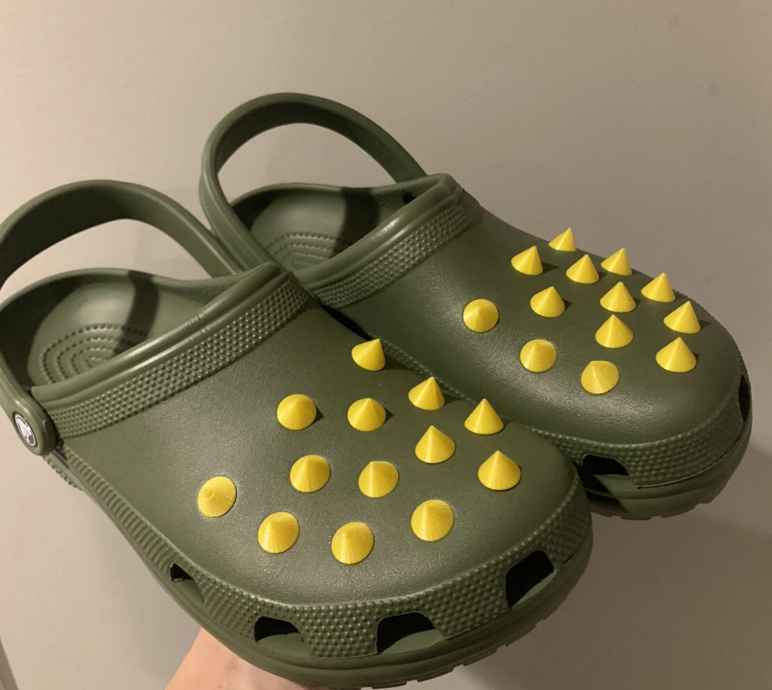 NEW Shiny Yellow Spikes For Crocs, 3D printed pointy charms, 26 piece set