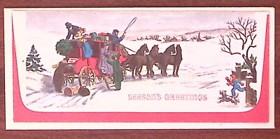 1940-50s LOWELL MASS CHRISTMAS SEASON'S GREETINGS INSTITUTION FOR SAVINGS  Z7349