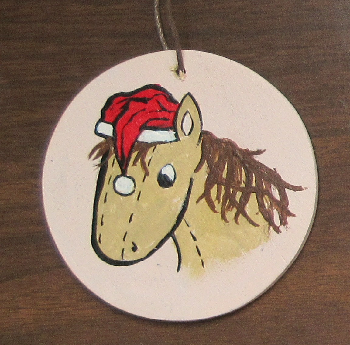 Ornamenti dipinti a mano gruppo di 4 pupazzi di straccio pony con cappelli di Babbo Natale