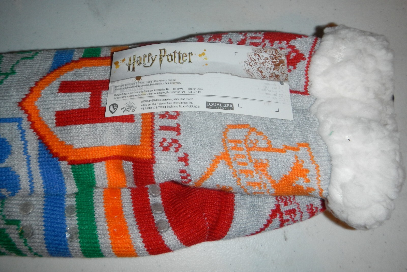 SAOLA Calze pantofole Wizarding World of Harry Potter Hogwarts foderate in sherpa con suola grip