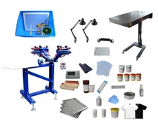 TECHTONGDA Floor Type 4 Color 1 Station Screen Printing Full Start Materials Kit