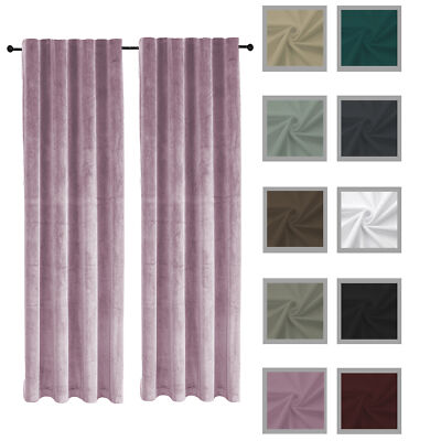 Samt Vorhänge 2er Set Kräuselband Verdunkelung 140x145 cm Samt weich blickdicht 