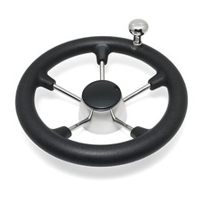 Black PU Foam 5 Spokes Stainless Steel 11 inch Boat Steering Wheel with Knob