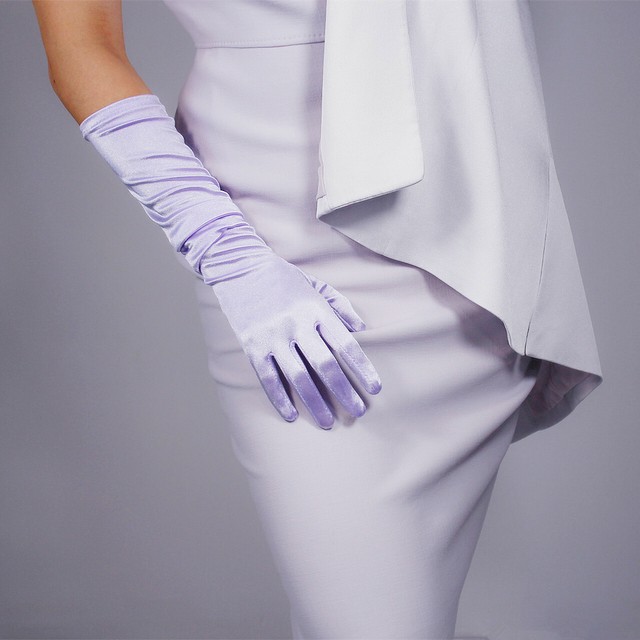 Stretchy Satin Silk Gloves 50cm 20" Opera Evening Extra Long Elbow Deep