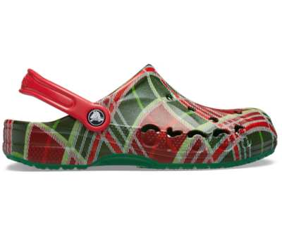 Crocs Baya Holiday Plaid Clogs Christmas Red Green Comfort  display picture 3