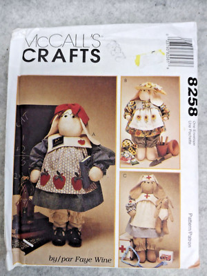 McCalls Pattern 8258 Professional Teacher Nurse Gardener Rabbit Bunny Dolls '96