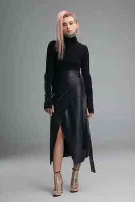 Handmade Stylish Casual Fashionable Women's Genuine Lambskin Leather Party Skirt