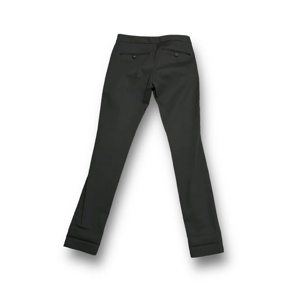 Calça fina feminina Club Monaco acabamento em couro sintético cintura média cinza tamanho 2/28 x 31 - Imagem 2 de 4