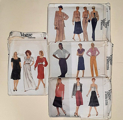 4 Uncut Vogue Patterns 7368~7605~7678~8297 Blouse Cami Skirt Pants Dress Size 8