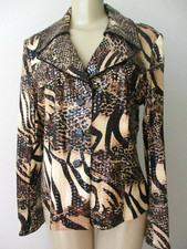 Clara Sun Stretch Animal Design Shimmer Long Sleeve Jacket Size L - New