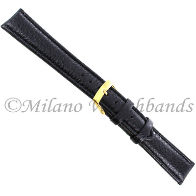 18mm Morellato Black Genuine Calfskin Leather Padded Stitched Watch Band 754