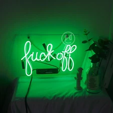 Green Fvck Off Neon Sign Light Home Kitchen Wall Hanging Nightlight Decor 20"
